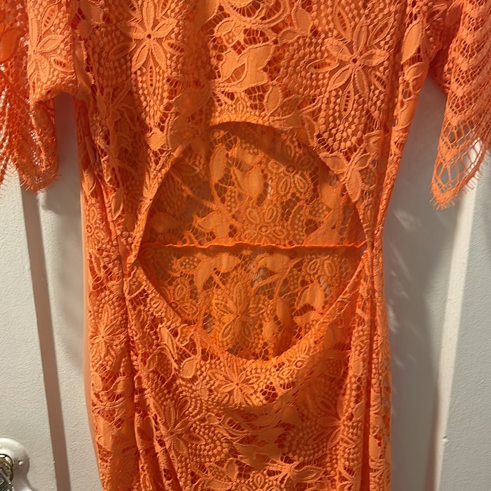NWOT RARE For Love & Lemons Orange Lace Dress - slip included! - Picture 12 of 16